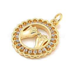 Brass Micro Pave Clear Cubic Zirconia Pendants&nbsp;KK-U007-01G-06
