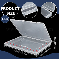 ヒンジ付き蓋付きプラスチックビーズ容器  長方形  透明  30.7x22.5x2.3cm  内径：29.5x21のCM&nbsp;CON-WH0099-73