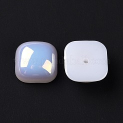 ABSプラスチック模造パール  ABカラーメッキ  正方形  ホワイト  12x12x5.5mm  穴：1.4mm&nbsp;FIND-A013-13C