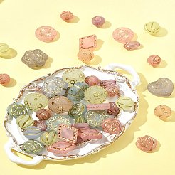 100gメッキアクリルビーズ  ゴールドライン入り  艶消し  混合図形  ミックスカラー  10.5~18.5x12~18x4.5~11.5mm  穴：1.2~1.8mm&nbsp;OACR-FS0002-02