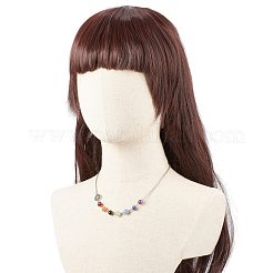 7Pcs 7 Style Natural Mixed Gemstone Beaded Pendant Necklace with Alloy 7 Chakra&nbsp;NJEW-JN03889