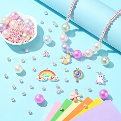 DIYジュエリー作成キット  アクリルビーズ入り  樹脂チャーム  鉄オープン丸カン  ミックスカラー  6x5.5mm  穴：1.5~2mm  200pc&nbsp;DIY-YW0010-81