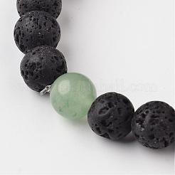 天然溶岩ロックビーズストレッチブレスレット  宝石ビーズで  54mm&nbsp;BJEW-JB02294