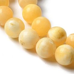 天然石イエロージェイド翡翠ビーズ連売り  ラウンド  10mm  穴：1.2mm  約40個/連  14.92''（37.9センチメートル）&nbsp;G-F591-17-10MM