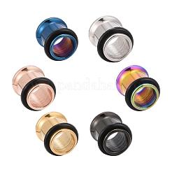 12Pcs 6 Colors 316 Surgical Stainless Steel Screw Ear Gauges Flesh Tunnels Plugs&nbsp;STAS-YW0001-15