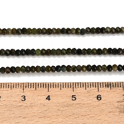天然グリーブトルマリンビーズ連売り  多面カット  ロンデル  3x2mm  穴：0.6mm  約196個/連  15.39インチ（39.1cm）&nbsp;GG-CBAA9B4-C01-01