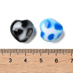スプレー印刷された不透明アクリルビーズ  ハート  ミックスカラー  15.5x15.5x8mm  穴：1.5mm&nbsp;OACR-P034-04A-M