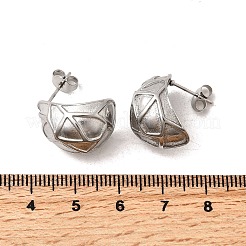 304ステンレススチールスタッドピアス  C字型  ステンレス鋼色  18x13.5mm&nbsp;EJEW-F381-01A-P