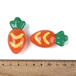 ゼリーのような質感のアクリルビーズ  ニンジン  エナメル  サンゴ  50.5x24.5x19mm  穴：3.2mm&nbsp;OACR-N126-11A