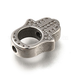 304ステンレススチールビーズフレーム  ハムサの手  アンティークシルバー  15x11.5x4mm  穴：1.9mm&nbsp;STAS-M100-04AS