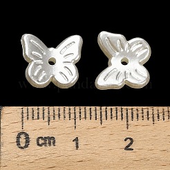 ABSプラスチックビーズキャップ  蝶  ホワイト  10.5x11.5x3.5mm  穴：1.2mm&nbsp;KY-G034-02