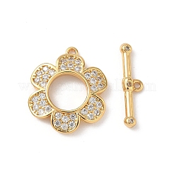 Brass Micro Pave Clear Cubic Zirconia Toggle Clasps&nbsp;KK-D504-08G