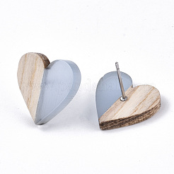 Transparent Resin & Wood Stud Earrings&nbsp;EJEW-N017-002A-D01