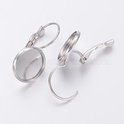 真鍮製フレンチフックピアスパーツ  ニッケルフリー  プラチナ  約13~14 mm幅  長さ25~27mm  12ミリカボションのために合う&nbsp;KK-H023-N-NF