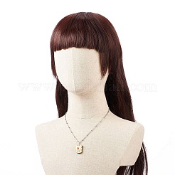 パン型レジンペンダントネックレス  304ステンレススチールアズキチェーンネックレス女性用  ミックスカラー  19.17インチ（48.7cm）&nbsp;NJEW-JN03988