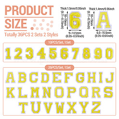 36Pcs 2 Sets 2 Styles Letter A~Z & Number 0~9 Polyester Embroidery Sew On Patches Sets&nbsp;PATC-TA0001-55D