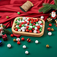 9 Styles Painted Christmas Natural Wood Beads&nbsp;WOOD-CD0001-35