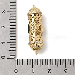 Brass Pave Black and Clear Cubic Zirconia Filigree Cylinder Connector Charms&nbsp;KK-C255-25G