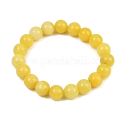 Natural Yellow Jade Bead Stretch Bracelets&nbsp;BJEW-K212-C-038