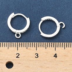真鍮製マイクロペーブクリアキュービックジルコニアフープピアスのパーツ  長持ちメッキ  鉛フリー＆カドミウムフリー  ラックめっき  カン付き  925銀メッキ  14x12x2mm  穴：1.4mm  ピン：1mm&nbsp;KK-H532-14A-S