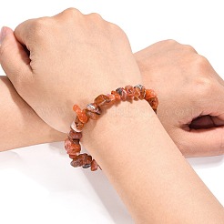 カーネリアン(染色)チップストレッチブレスレット  内径：2-1/8~2-1/4インチ（5.3~5.6cm）&nbsp;BJEW-JB01308-04