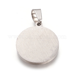 304ステンレスペンダント  ポリマークレイクリスタルラインストーン  フラットラウンド  ステンレス鋼色  20.5x18x2.5mm  穴：7.5x4mm&nbsp;X-STAS-I131-04P