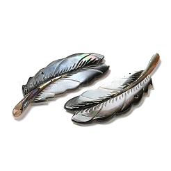ナチュラルブラックリップシェルビッグペンダント  フェザーチャーム  24~24.5x61.5~63x3.5~4.5mm  穴：1.8mm&nbsp;SHEL-F007-07