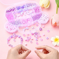 DIY ストレッチジュエリー作成キット  模造ゼリー、透明および不透明アクリルビーズを含む  弾性水晶の線  ピンク  6~16.5x0.5~29x0.5~10mm  穴：1.3~2.5mm&nbsp;DIY-YW0009-16A