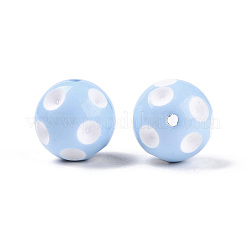 フーセンガム風オペークアクリルラウンドビーズ  ライトスカイブルー  20mm  穴：2mm&nbsp;MACR-R527-20mm-15-1