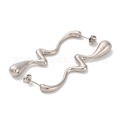 女性用ティアドロップ 304 ステンレススチール スタッド イヤリング  ステンレス鋼色  52.5x7mm&nbsp;EJEW-K278-23P
