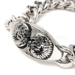 Tarnish Resistant 304 Stainless Steel Rhombus Link Bracelet with Curb Chains for Men Women&nbsp;BJEW-E009-22P
