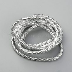 編組puレザーコード  ラウンド  銀  4mm  約2.19ヤード（2m）/連&nbsp;WL-WH0005-002C
