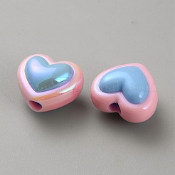 不透明なアクリルビーズ  ハート  ライトスカイブルー  15x17.5x12mm  穴：3mm&nbsp;LS-SACR-CJC0009-B02-01