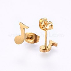 304ステンレススチールジュエリーセット  スタッドピアスとペンダントネックレス  ノート  ゴールドカラー  ネックレス：17.7インチ（45cm）  スタッドピアス：8x4x1.2mm  ピン：0.8mm&nbsp;SJEW-O090-13G