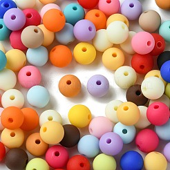 8色不透明フロストアクリルビーズ  ラウンド  ミックスカラー  8mm  穴：1.6mm  約18PCS /カラー&nbsp;MACR-CJ0001-79