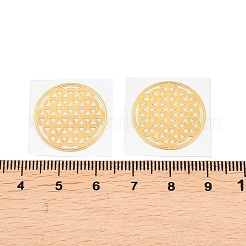 自己接着真鍮ステッカー  スクラップブッキングステッカー  エポキシ樹脂工芸用  花の生活模様  ゴールドカラー  20mm&nbsp;DIY-E015-39B