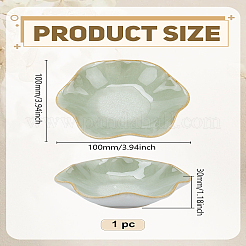 セラミックディップ皿1個  花  ダークシーグリーン  100x100x30mm  内径：91x91mm&nbsp;AJEW-LP0010-47