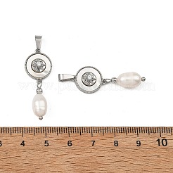 Natural Cultured Freshwater Pearl Rice Tassel Pendants&nbsp;PALLOY-JF05741-02