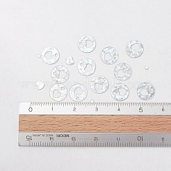 オーナメントアクセサリープラスチックスパンコール/スパンコールチャーム  ハート付きフラットラウンド  銀  8x0.1mm  穴：1.4mm&nbsp;X-PVC-E001-11-LS01