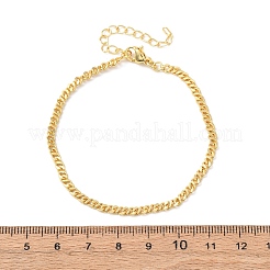 Brass Curb Chain Bracelets for Women&nbsp;BJEW-C140-14G