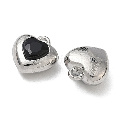 合金ラインストーンチャーム  ハートチャーム  鉛フリー＆カドミウムフリー  プラチナ  13x12x6.5mm  穴：1.6mm&nbsp;FIND-L026-05P-02