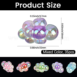 35 個の UV メッキレインボー虹色アクリルビーズ  ツートン  ブドウ  ミックスカラー  25x16x14mm  穴：3.7mm&nbsp;PACR-PA0001-23