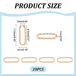 304ステンレススチール製リンキングリング20個  テクスチャ  オーバル  14KGP本金メッキ  11.5x4x1mm  内径：2x9.5mm&nbsp;STAS-UN0051-15