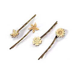 ウッドカボション  レーザーカットウッドシェイプ  DIY装飾アクセサリー  花  バリーウッド  17~21x9~21x2mm  100個/袋&nbsp;WOOD-CJ0001-31