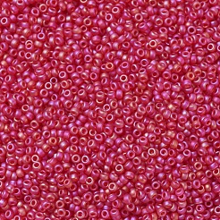 MIYUKIラウンドロカイユビーズ  日本製シードビーズ  11/0  （rr141fr）マット透明ルビーab  11/0  2x1.3mm  穴：0.8mm  約1111個/10g&nbsp;X-SEED-G007-RR0141FR