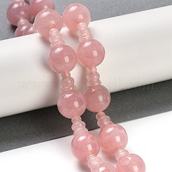 Natural Rose Quartz 3-Hole Guru Beads Strands&nbsp;G-H064-E01-02