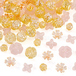 104個5スタイルアクリルビーズ  ABカラーメッキ  花  ミックスカラー  11.5~19.5x6~11.5mm  穴：1.5~2.5mm  10個/スタイル&nbsp;OACR-TA0004-52