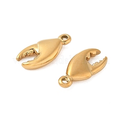 304ステンレススチールチャーム  カニの爪チャーム  ゴールドカラー  15x7x2.5mm  穴：1.2mm&nbsp;LS-STAS-K306-14G