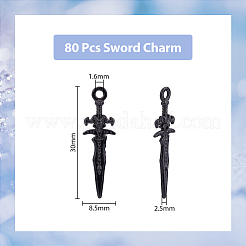 合金ペンダント  剣  電気泳動黒  30x8.5x2.5mm  穴：1.6mm  80個/箱&nbsp;FIND-DC0003-52