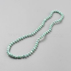 電気メッキガラスビーズセット  ロンデル  多面カット  アクアマリン  8x5mm  穴：1mm  約79個/連  21.65''（55センチメートル）&nbsp;GLAA-WH0080-07F